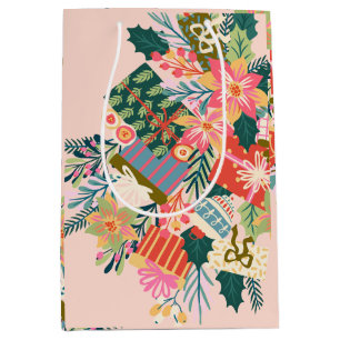 Heldere kleurrijke wensen   Kerstvakantie Medium Cadeauzakje