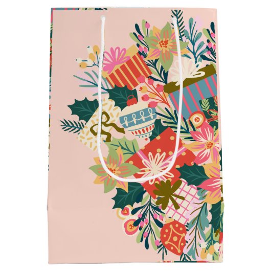 Heldere kleurrijke wensen | Kerstvakantie Medium Cadeauzakje (Achterkant)