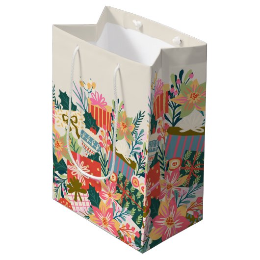 Heldere kleurrijke wensen | Kerstvakantie Medium Cadeauzakje (Voorkant Gekanteld)