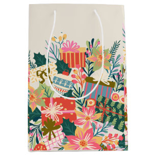 Heldere kleurrijke wensen   Kerstvakantie Medium Cadeauzakje