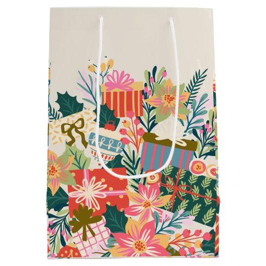 Heldere kleurrijke wensen | Kerstvakantie Medium Cadeauzakje (Achterkant)