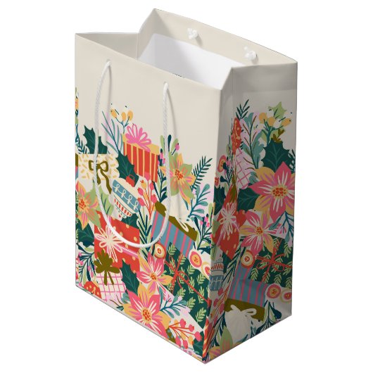 Heldere kleurrijke wensen | Kerstvakantie Medium Cadeauzakje (Achterkant Gekanteld)