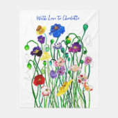 Heldere kleurrijke wilde papaver Waterverf genoemd Fleece Deken (Voorkant)