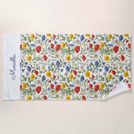 Heldere Kleurrijke Zomer Bloemen Wildflower Patroo Strandlaken