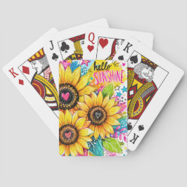 HELDERE KLEURRIJKE ZOMER ZONNEBLOEMEN & HARTEN POKERKAARTEN