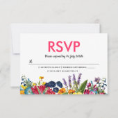 Heldere kleurrijke zomerbloemen bruiloft RSVP (Voorkant)