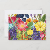 Heldere kleurrijke zomerbloemen bruiloft RSVP (Achterkant)