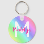 Heldere kleurverloop Ombre Regenboog Kleurrijke na Sleutelhanger (Voorkant)