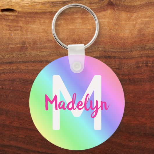 Heldere kleurverloop Ombre Regenboog Kleurrijke na Sleutelhanger (Voorkant)