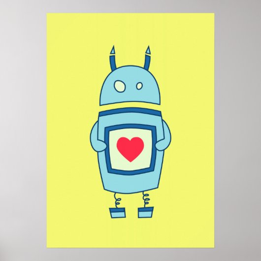 Heldere klundige robot met hart poster (Voorkant)