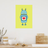 Heldere klundige robot met hart poster (Keuken)