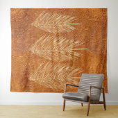 Heldere koperen look Palm Leaves Tekening Tapestry Wandkleed (In Situ (horizontaal))