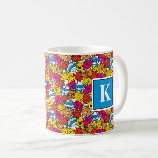 Heldere lachende gezichten | Monogram Koffiemok (Voorkant rechts)