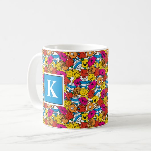 Heldere lachende gezichten | Monogram Koffiemok (Voorkant links)