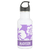 Heldere Lavendel Tropische Hibiscus; gepersonalise Waterfles (Voorkant)