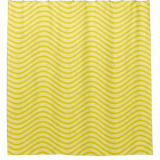 Heldere Lemon Yellow Wavy Lines Douchegordijn