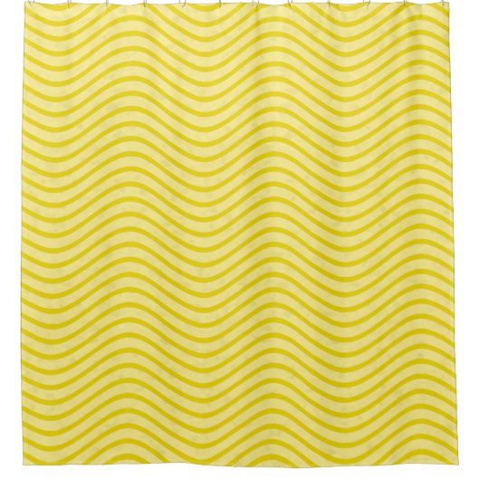 Heldere Lemon Yellow Wavy Lines Douchegordijn (Voorkant)