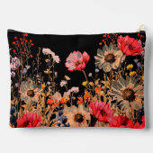 Heldere lente bloemen op zwart monogram etui (Achterkant)