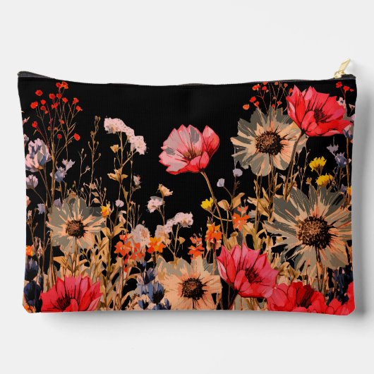 Heldere lente bloemen op zwart monogram etui (Achterkant)