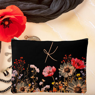 Heldere lente bloemen op zwart monogram etui