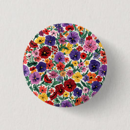 Heldere Lentepenseel Bloemtuin Patroon Ronde Button 3,2 Cm