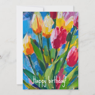 Heldere lentetulpen, schilderij kaart