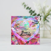 Heldere Leuke Hartfeest Uitnodiging van de 80's (Staand voorkant)