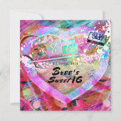 Heldere Leuke Hartfeest Uitnodiging van de 80's (Voorkant)