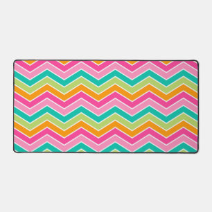Heldere leuke hippie regenboog zigzag neon strepen bureaumat
