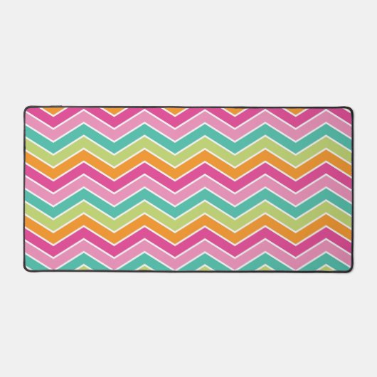 Heldere leuke hippie regenboog zigzag neon strepen bureaumat (Voorkant)