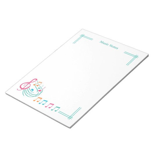 Heldere & Leuke Kleurrijke Muzieknoten Grenslijn Notitieblok (Schuin)