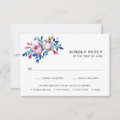 Heldere levendige Blauwgroen bloemrijke moderne br RSVP Kaartje (Voorkant)