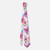 Heldere Levendige Bloemen Print Modern Stropdas (Achterkant)