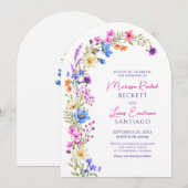 Heldere Levendige Kleuren Wildflower Arch Wedding Kaart (Voorkant / Achterkant)