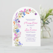 Heldere Levendige Kleuren Wildflower Arch Wedding Kaart (Staand voorkant)