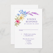 Heldere levendige kleuren Wildflower Wedding RSVP Kaartje (Voorkant / Achterkant)