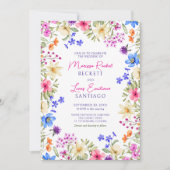 Heldere levendige kleuren Wildflowers Wedding Kaart (Voorkant)