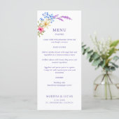 Heldere Levendige Kleuren Wildflowers Wedding Menu (Staand voorkant)