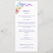 Heldere Levendige Kleuren Wildflowers Wedding Menu (Voorkant)