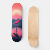 Heldere levendige moderne zonsondergang flamingo persoonlijk skateboard (Voorkant)