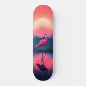 Heldere levendige moderne zonsondergang flamingo persoonlijk skateboard (Voorkant)