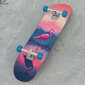 Heldere levendige moderne zonsondergang flamingo persoonlijk skateboard