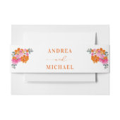 Heldere levendige roze & Oranje bloemenzomer bruil Uitnodigingen Wikkel (Voorkant Voorbeeld)