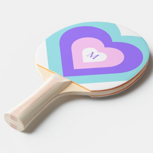 Heldere levendige Y2k 2000s meerharten Tafeltennisbatje (Voorkant Gekanteld)