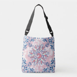 Heldere Levens Bloempatroon in Roze en Blauw Crossbody Tas