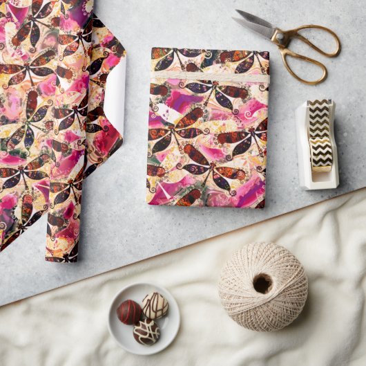 Heldere libellen cadeaupapier (Crafts)