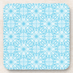 Heldere lichtblauwe witte geometrische symmetriepa drankjes onderzetter