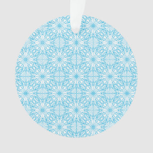 Heldere lichtblauwe witte geometrische symmetriepa ornament
