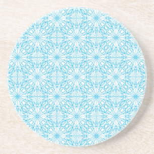 Heldere lichtblauwe witte geometrische symmetriepa zandsteen onderzetter