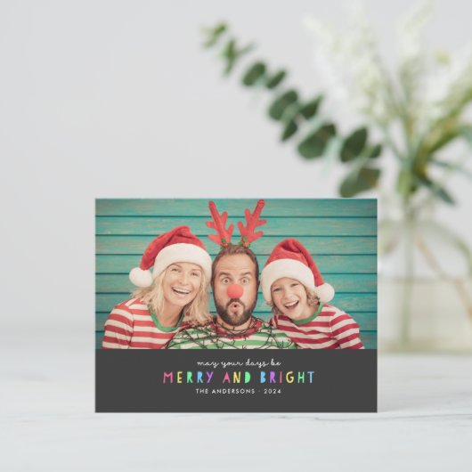 Heldere lichten op Slate Single Photo Holiday Briefkaart (Staand voorkant)
